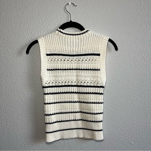 NWT Madewell Cream and Black Striped Sweater Vest in 100% Cotton XXS - Picture 8 of 12